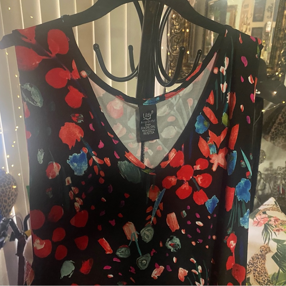 Colorful Floral V-Neck Dress